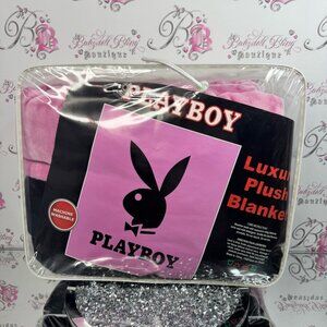 Playboy bunny blanket throw black Pink Luxury Plush Blanket furry fuzzy soft